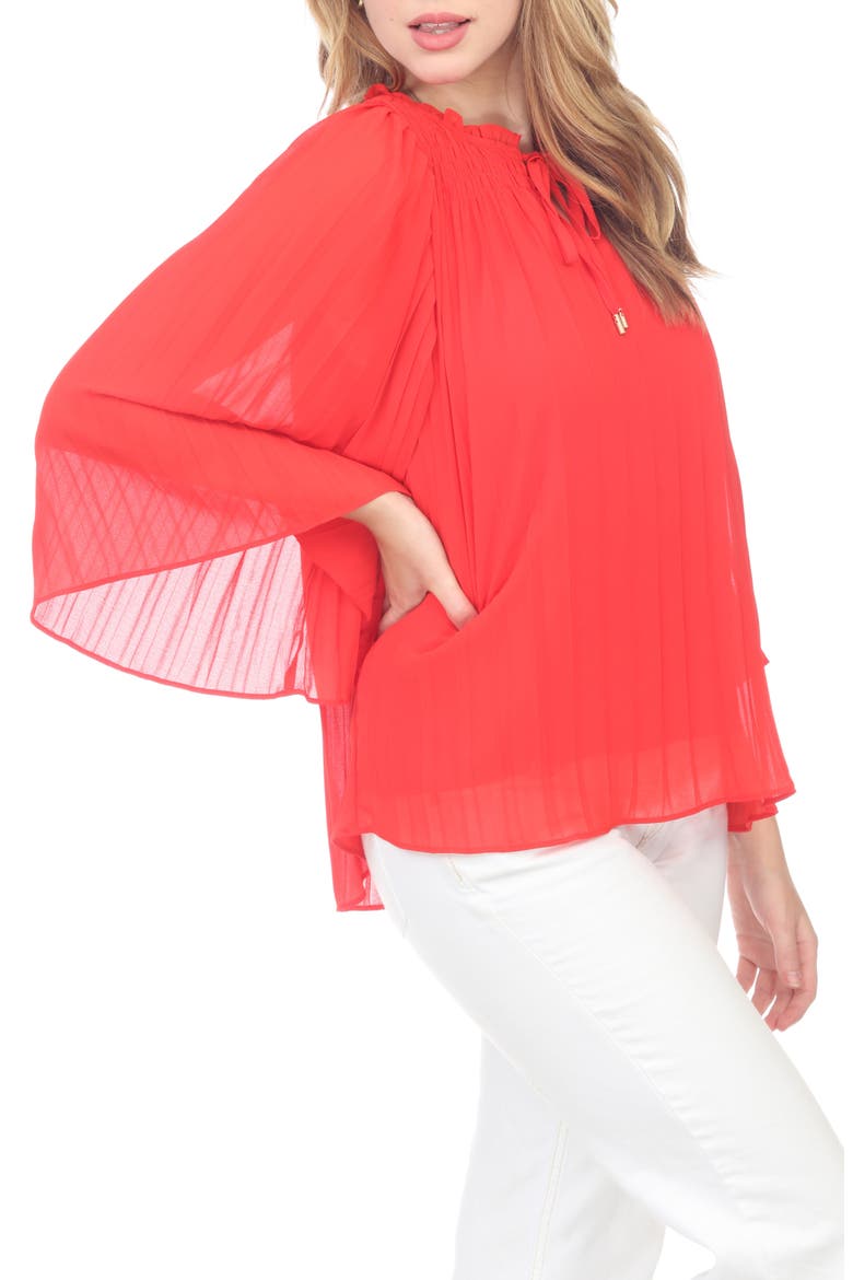 Pleated Top, Alternate, color, POPPY RED