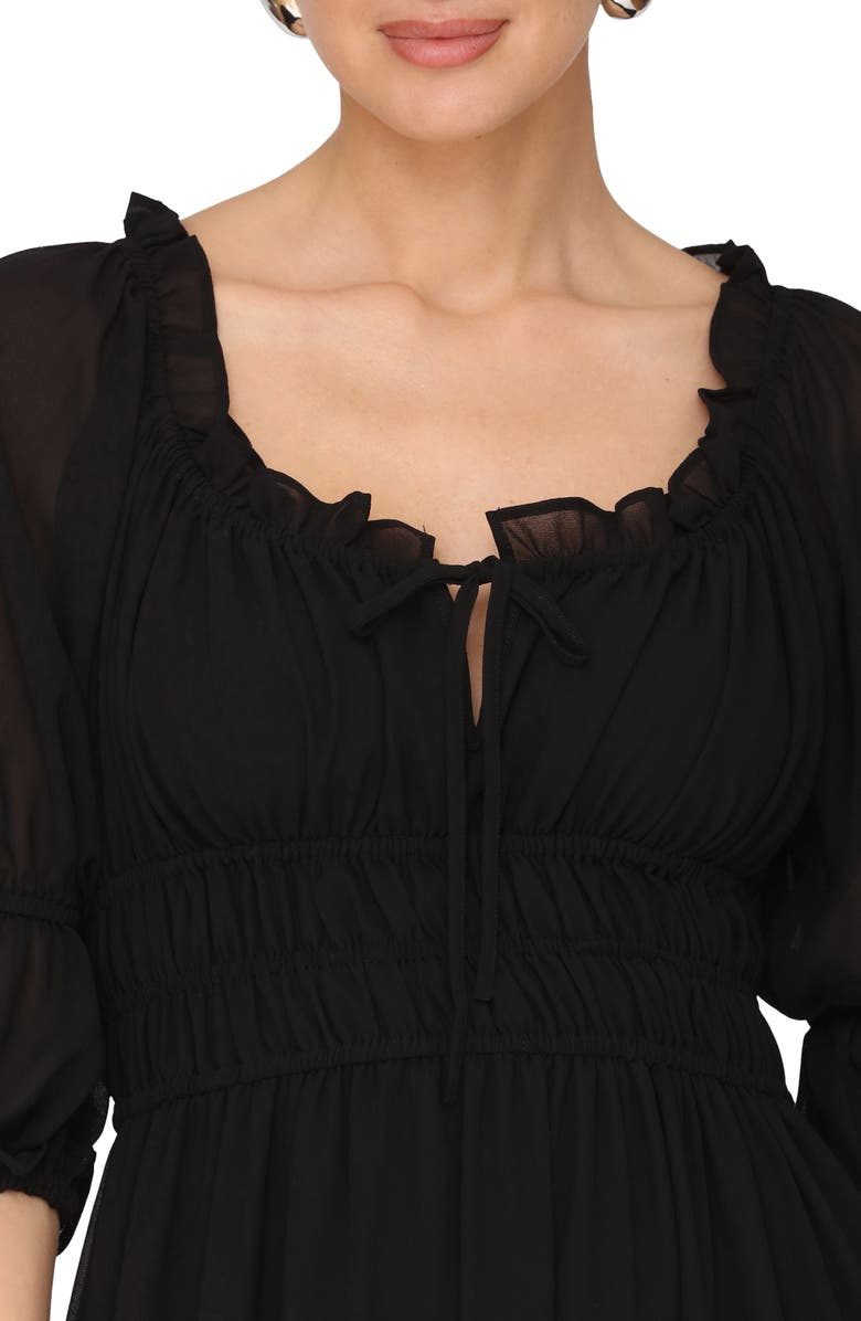 Avec Les Filles Ruffle Midi Dress, Alternate, color, Black