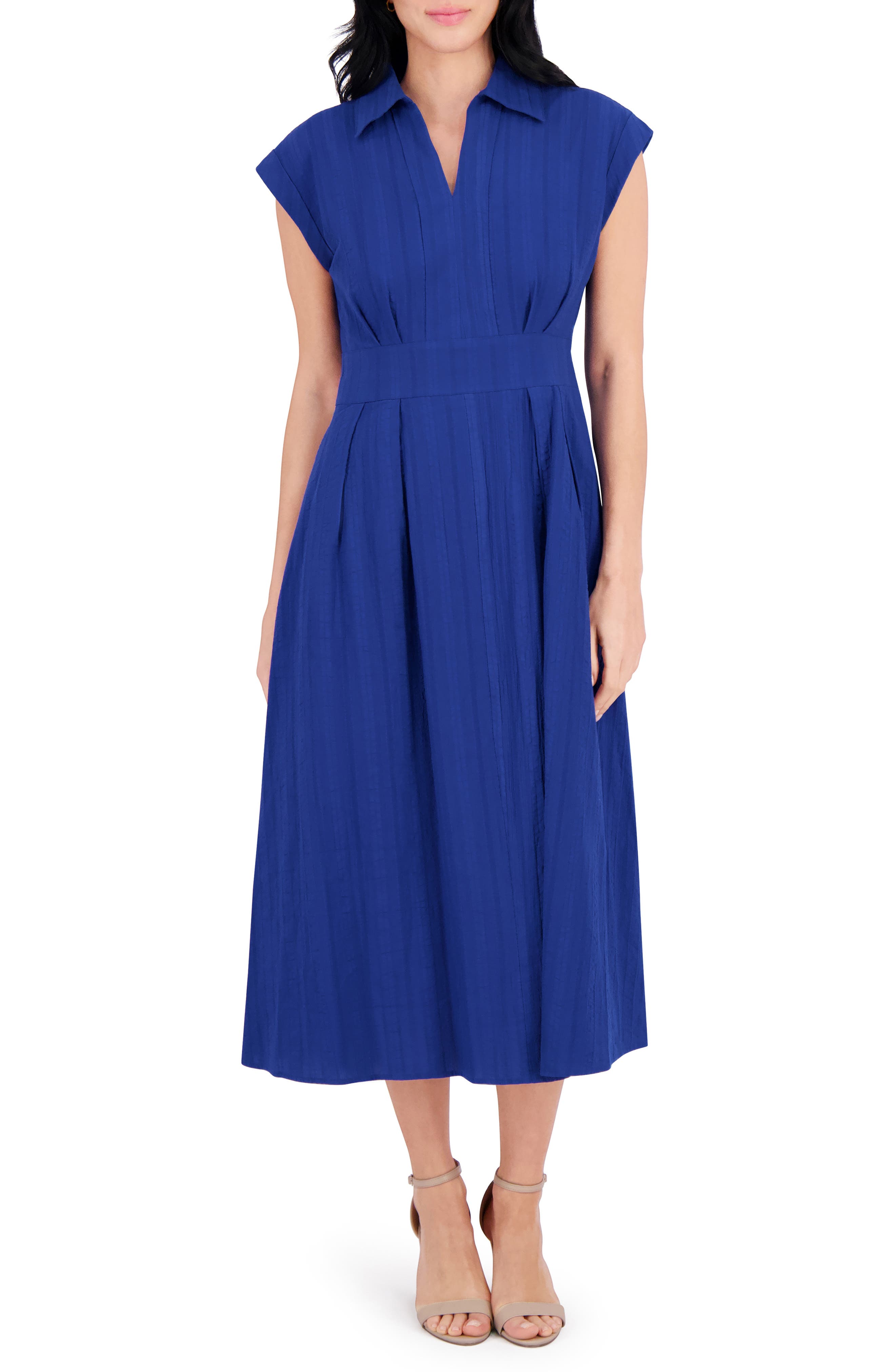 Kensie Collar Cotton Midi Dress