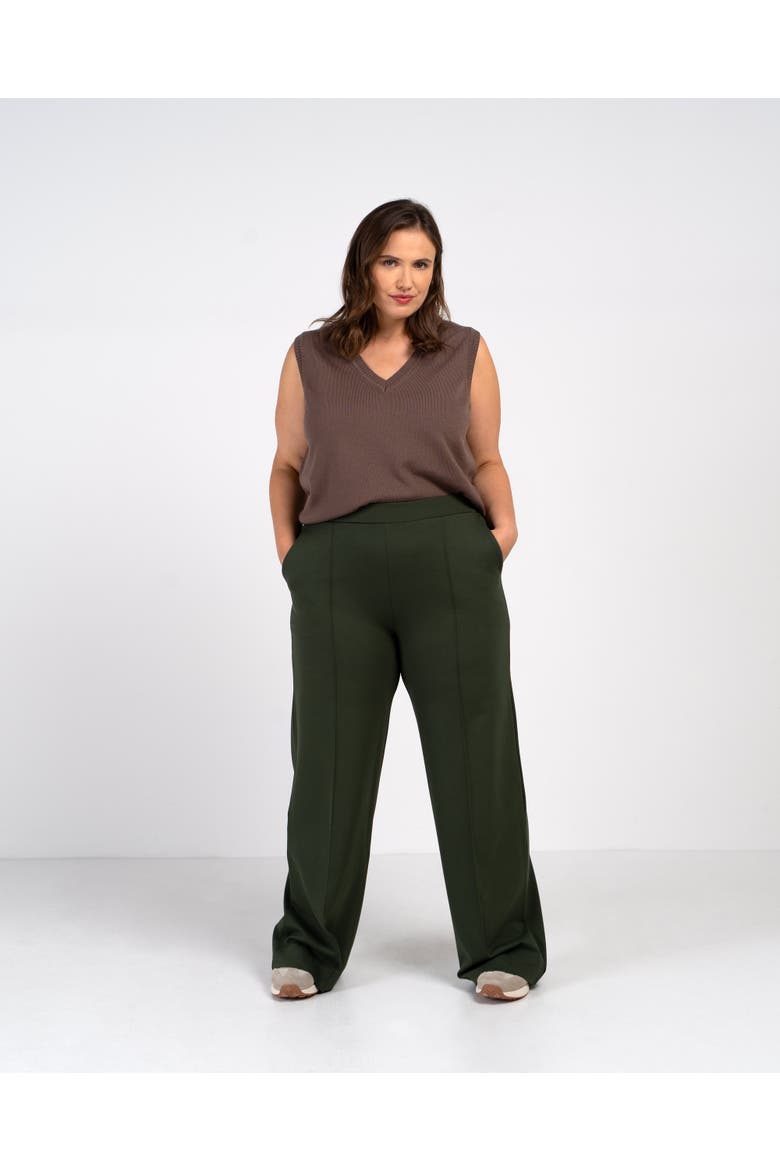 Ponte Wide Leg Pants, Alternate, color, Dark Olive