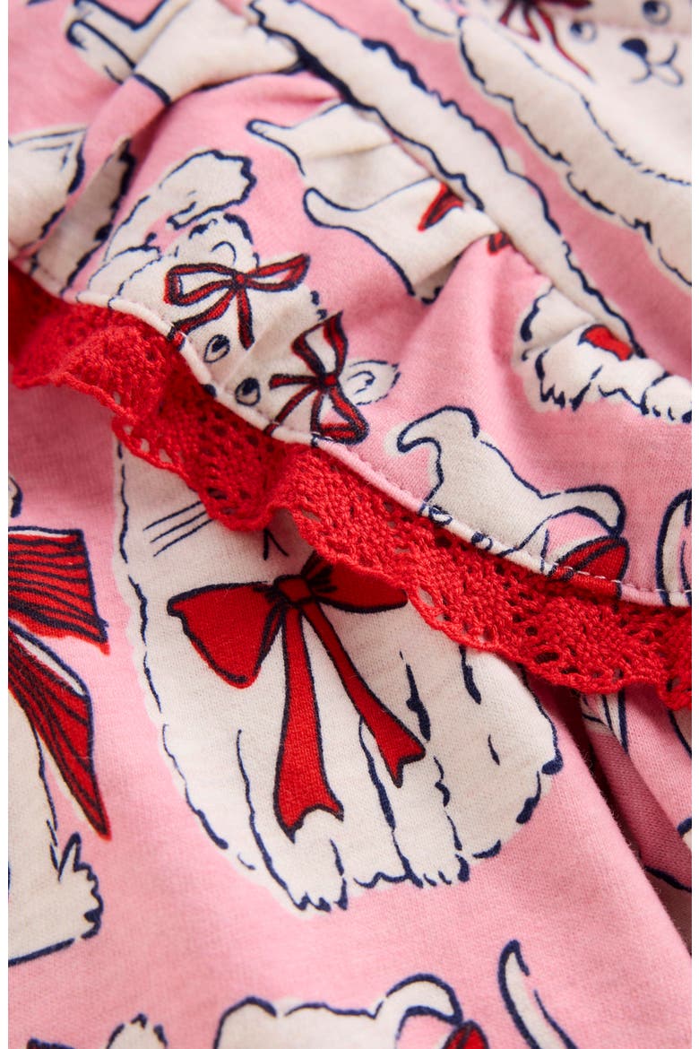 Kids' Pets Print Ruffle Long Sleeve Cotton Jersey Dress, Alternate, color, BUBBLEGUM PINK FAVOURITE PETS