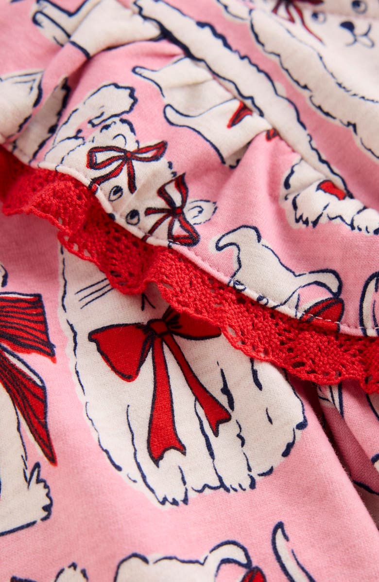 Mini Boden Kids' Pets Print Ruffle Long Sleeve Cotton Jersey Dress, Alternate, color, Bubblegum Pink Favourite Pets
