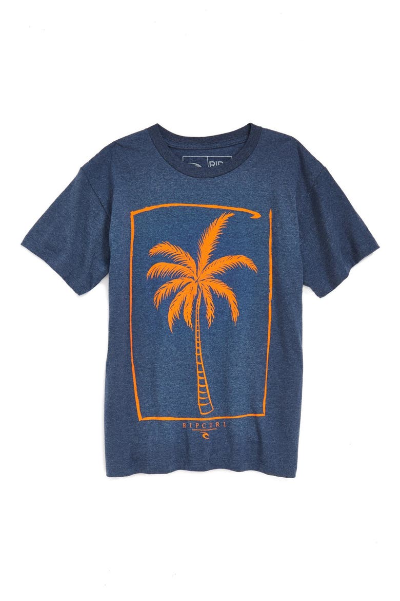 'Palm Bank' T-Shirt, Main, color, NAVY HEATHER