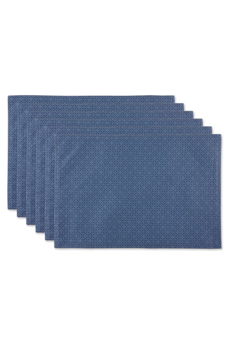 Outdoor Tonal Lattice Printed Placemat Set/6, Main, color, French Blue