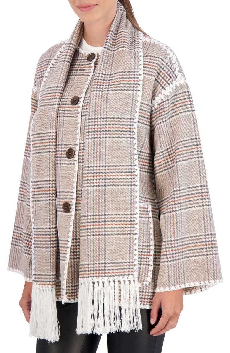 Ookie & Lala Faux Wool Scarf Coat, Alternate, color, Camel Plaid