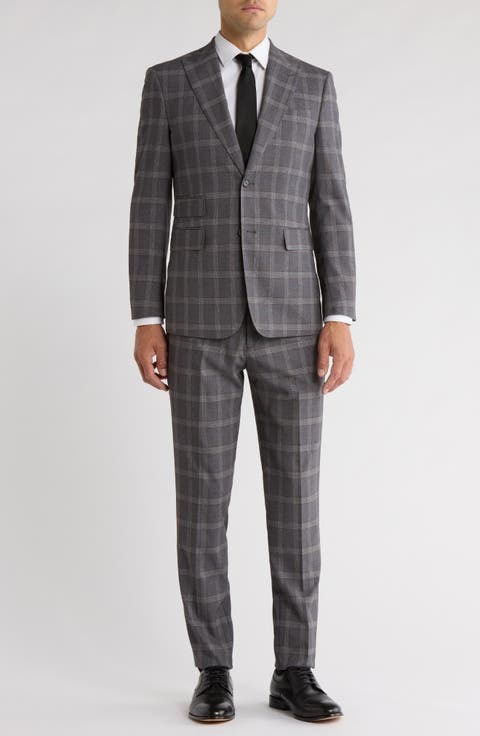 Trim Fit Plaid Two-Piece Suit