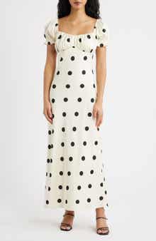 Keaton Dot Puff Sleeve Maxi Dress