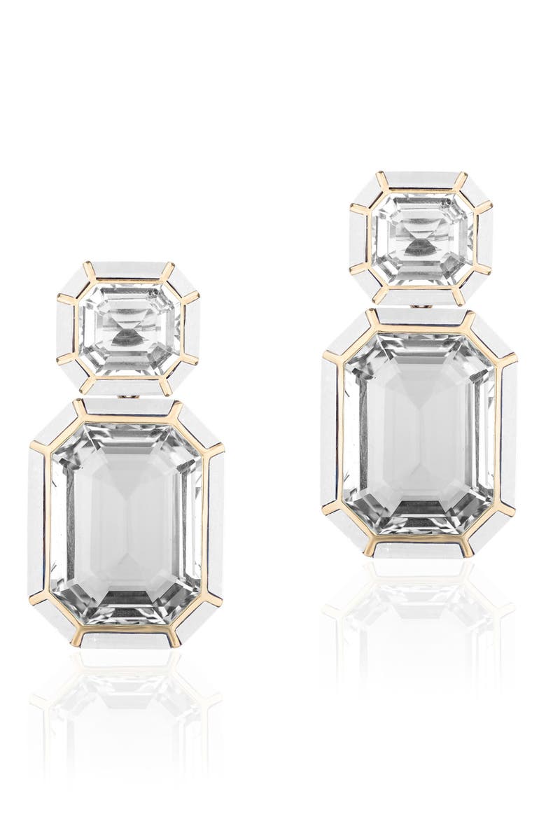 Mélange Emerald-Cut Drop Earrings, Main, color, CLEAR