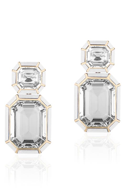 Mélange Emerald-Cut Drop Earrings