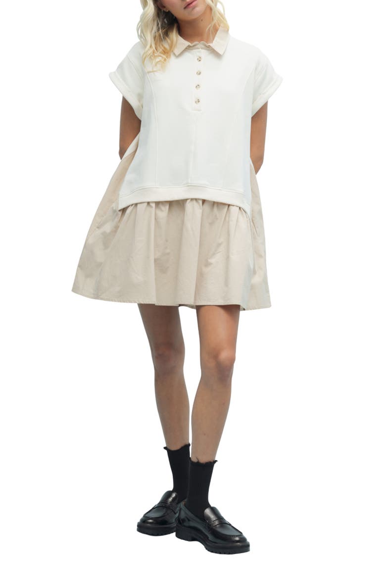 Twofer Short Sleeve Minidress, Main, color, CREAM/ TAUPE