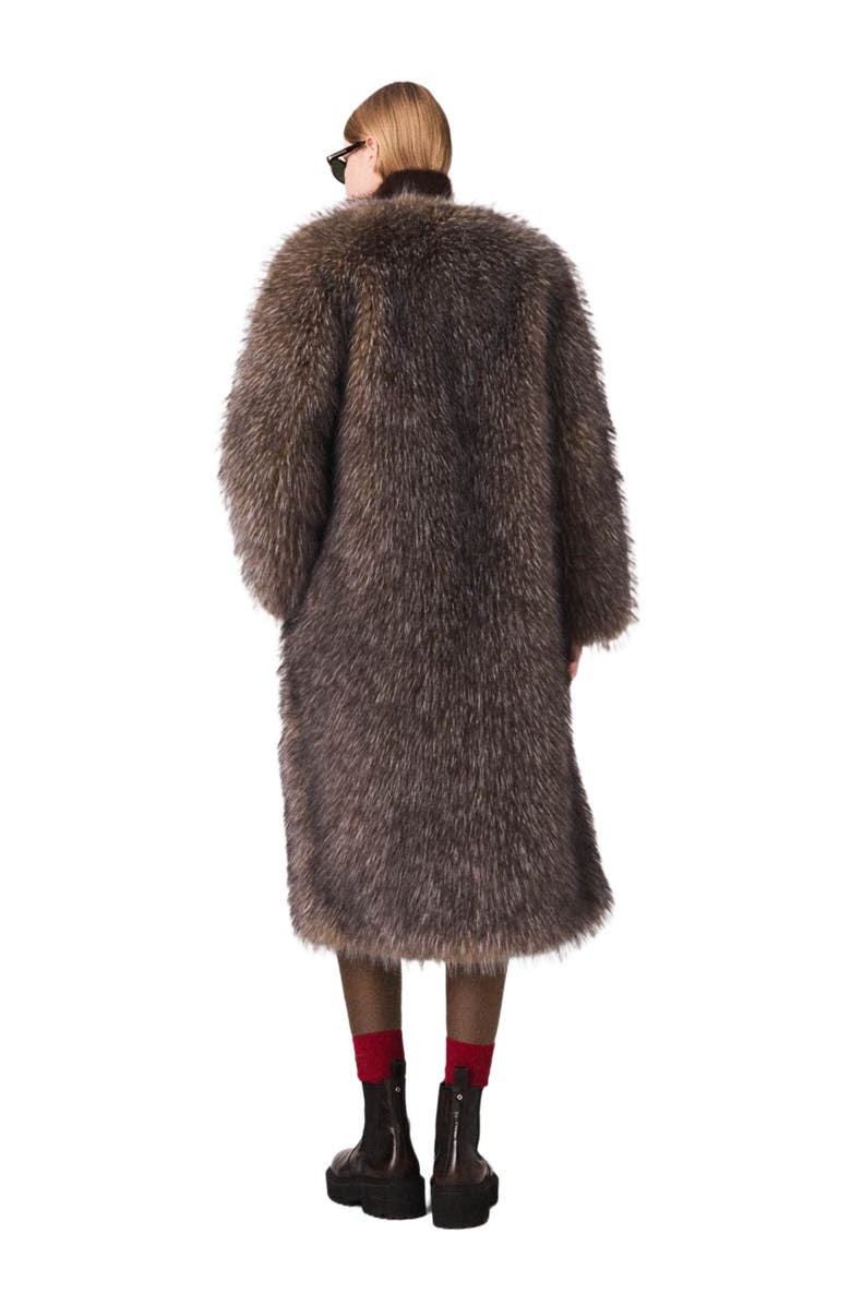 maje Long faux fur coat, Alternate, color, Grey