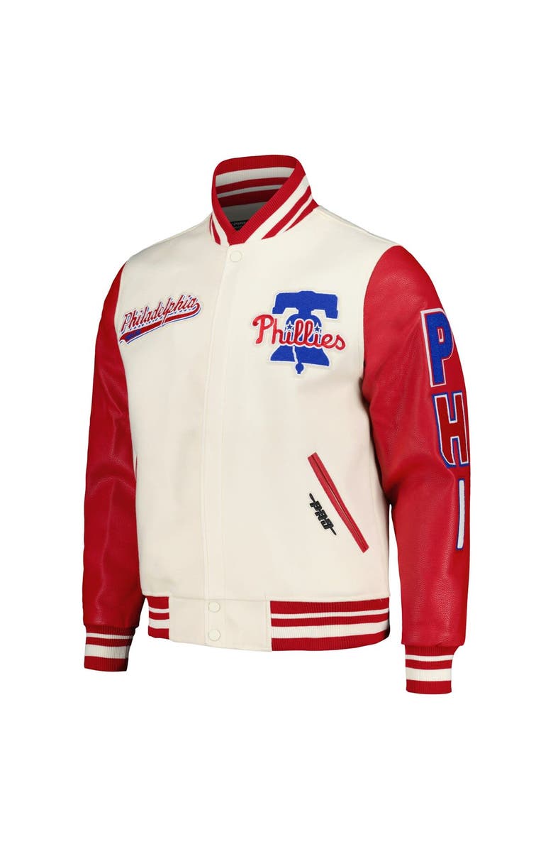 PRO STANDARD Men's Pro Standard Cream Philadelphia Phillies Script Tail Wool Full-Zip Varity Jacket, Alternate, color, Cream