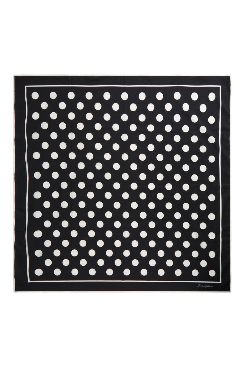 Polka Dot Square Cotton Scarf, Main, color, NERO