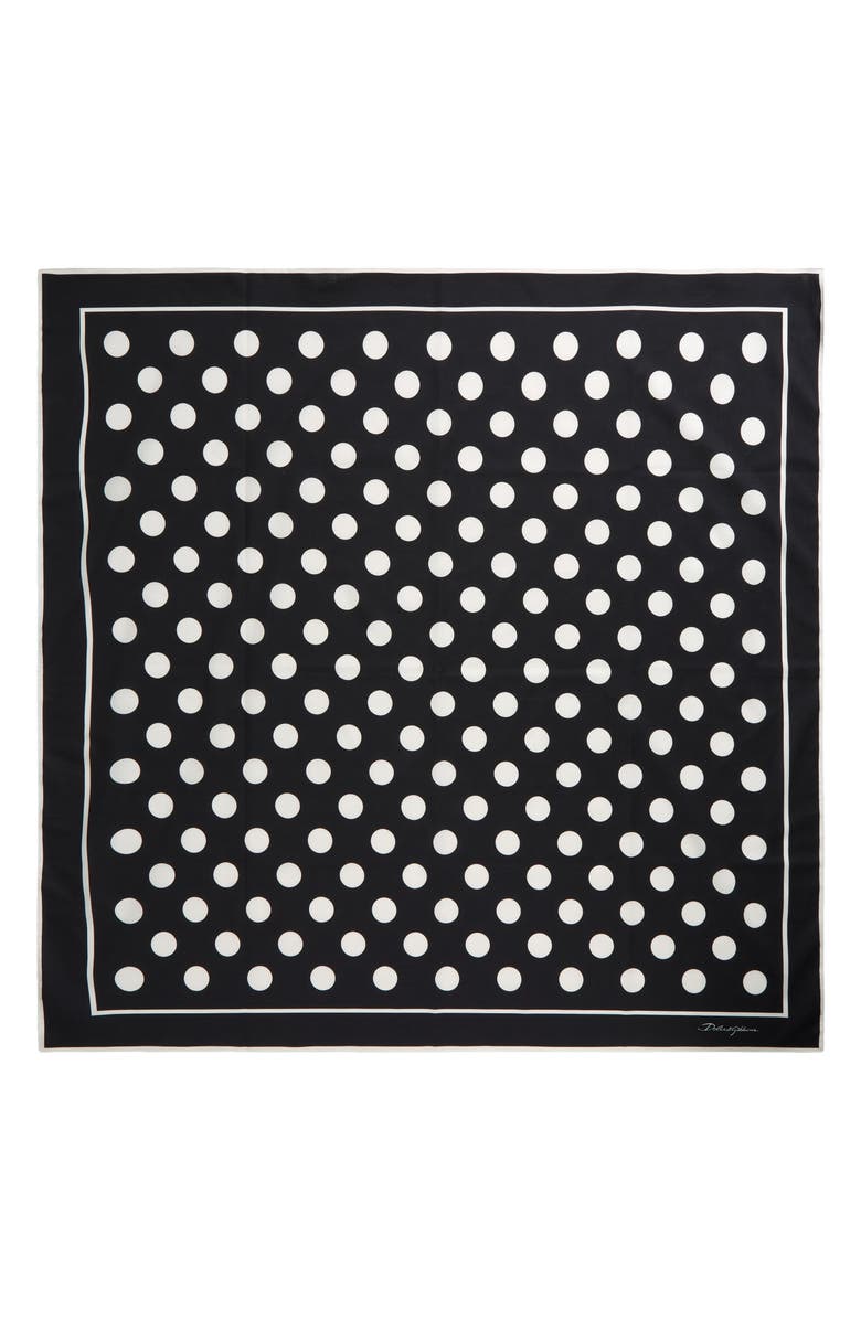 Dolce&Gabbana Polka Dot Square Cotton Scarf, Main, color, Nero