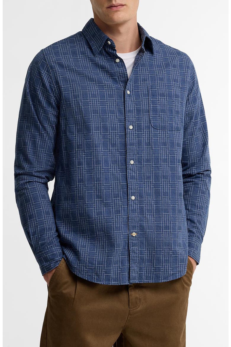 Lantern Tailored Checked Button-Down Shirt, Main, color, NAVY