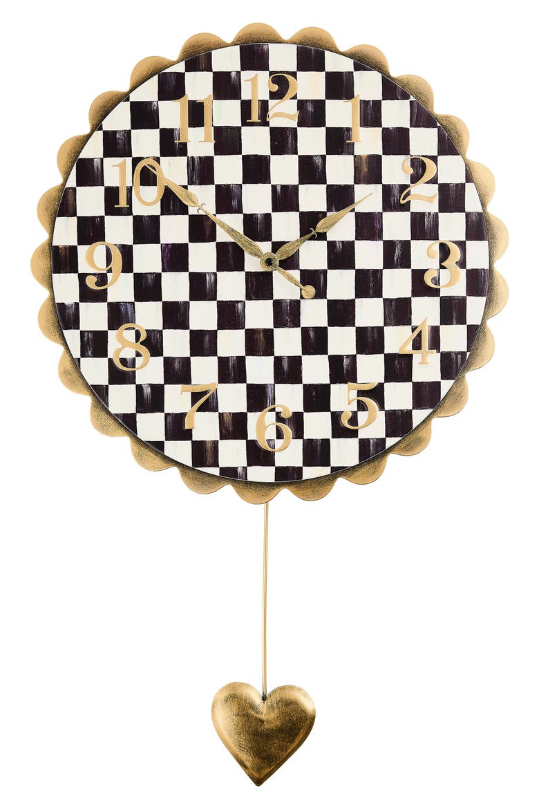 Courtly Check Heart Pendant Wall Clock, Main, color, COURTLY