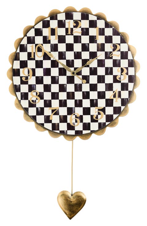 Courtly Check Heart Pendant Wall Clock