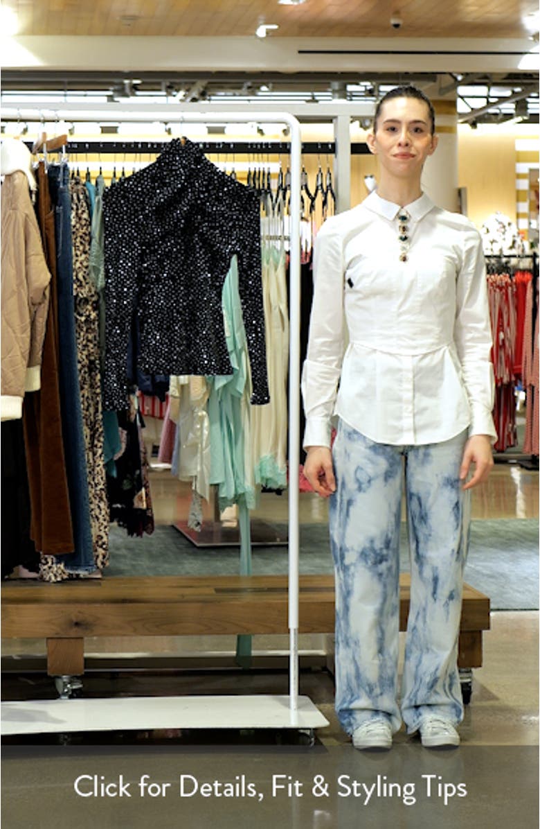 Embellished Shimmer Crossover Mock Neck Top, sales video thumbnail