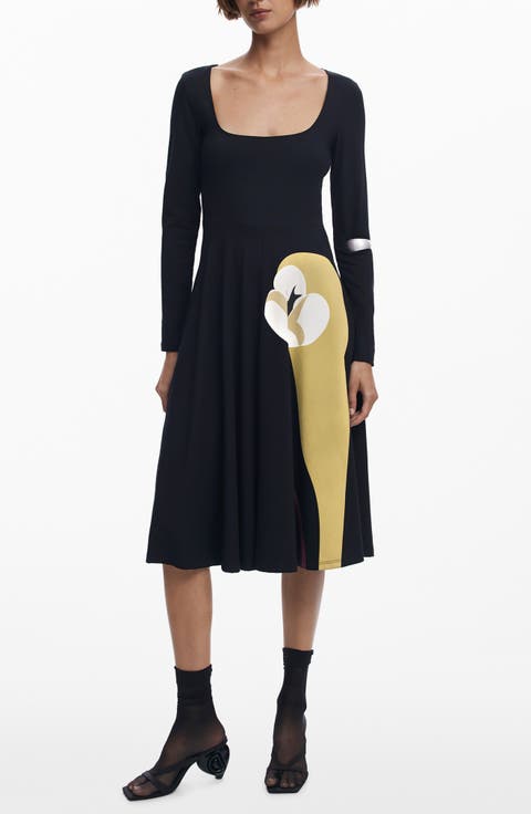 Lily Long Sleeve Jersey Midi Dress