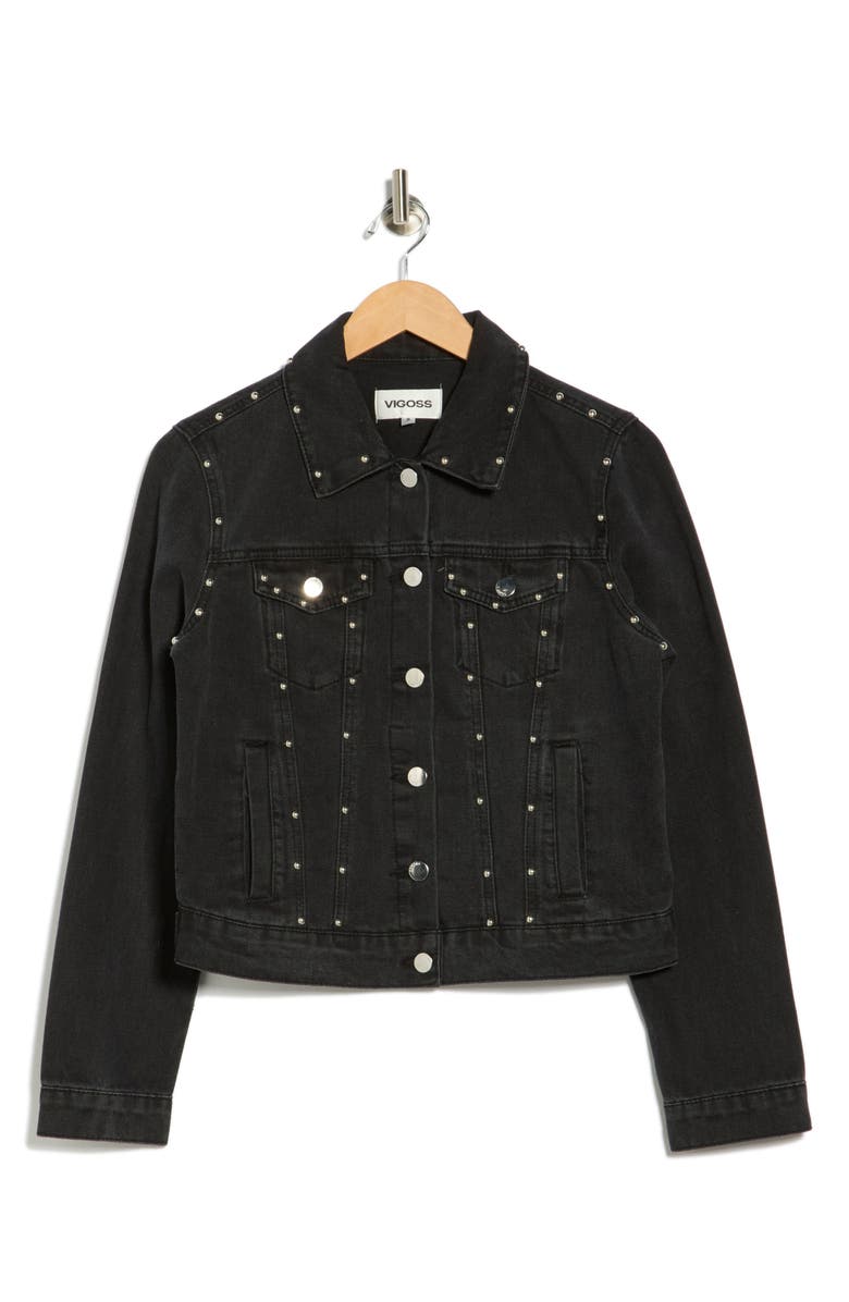 Vigoss Studded Denim Jacket, Alternate, color,
