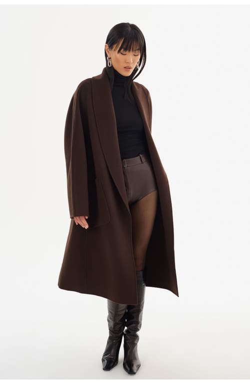 Lamarque Thara | Shawl Collar Wool Coat In Brown