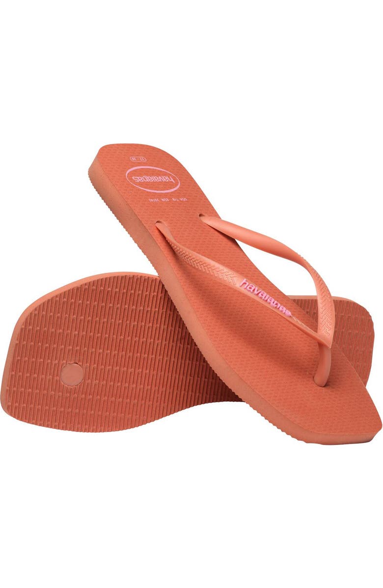 Havaianas Slim Square Logo Flip Flop, Alternate, color, Pink Clay