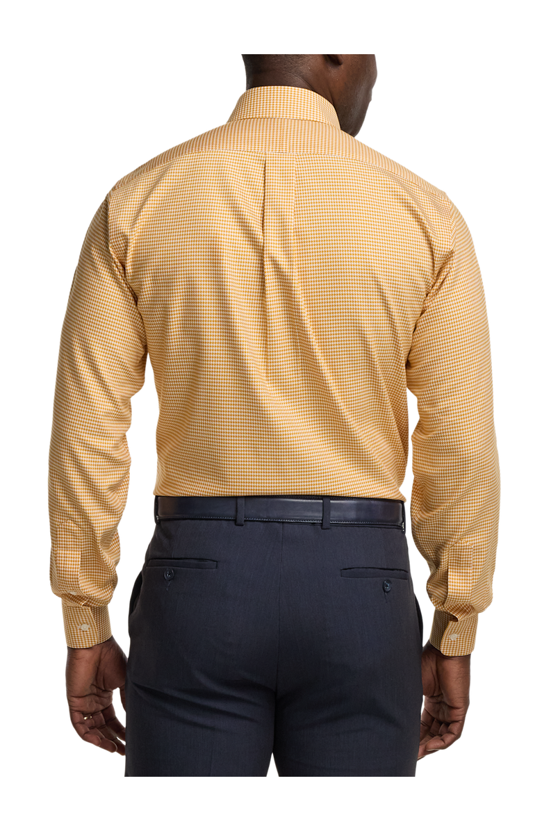 Paul Fredrick Slim Fit Comfort Stretch Non-iron Houndstooth Dress Shirt With Contrast Trim, Alternate, color, Gold