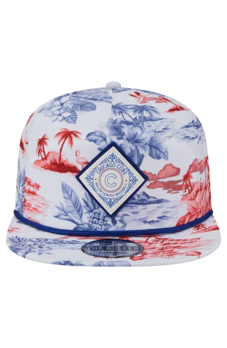 New Era Men's New Era White Chicago Cubs Printed Island Golfer Snapback Hat, Alternate, color, White