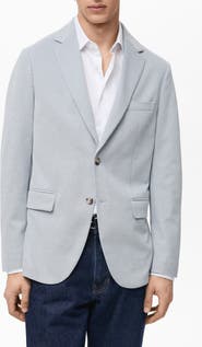 MANGO Slim Fit Textured Cotton Blend Sport Coat