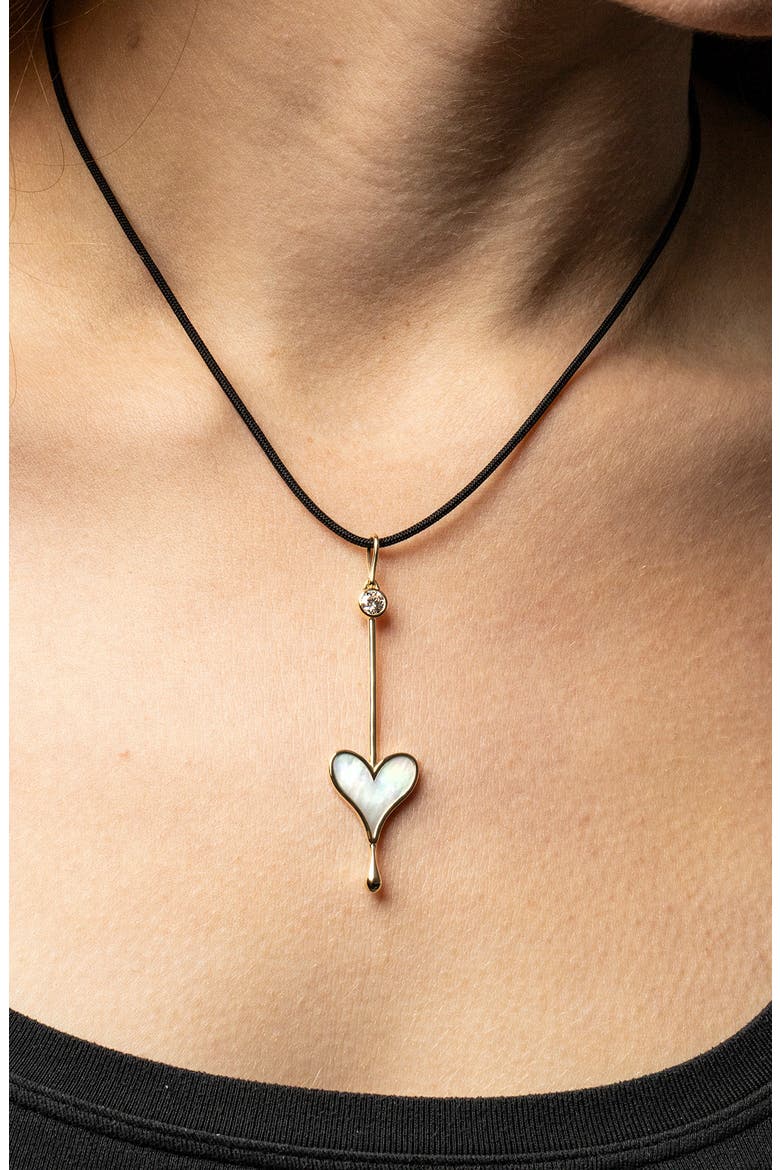 Love Wand Mother-of-Pearl & Lab Grown Diamond Pendant Necklace, Alternate, color, 18K YELLOW GOLD