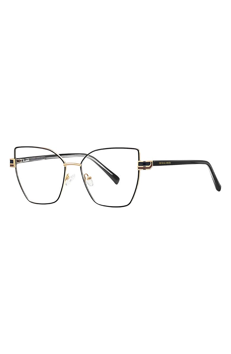 Fifth & Ninth Chai 56mm Cat Eye Blue Light Blocking Glasses, Alternate, color, Black / Clear
