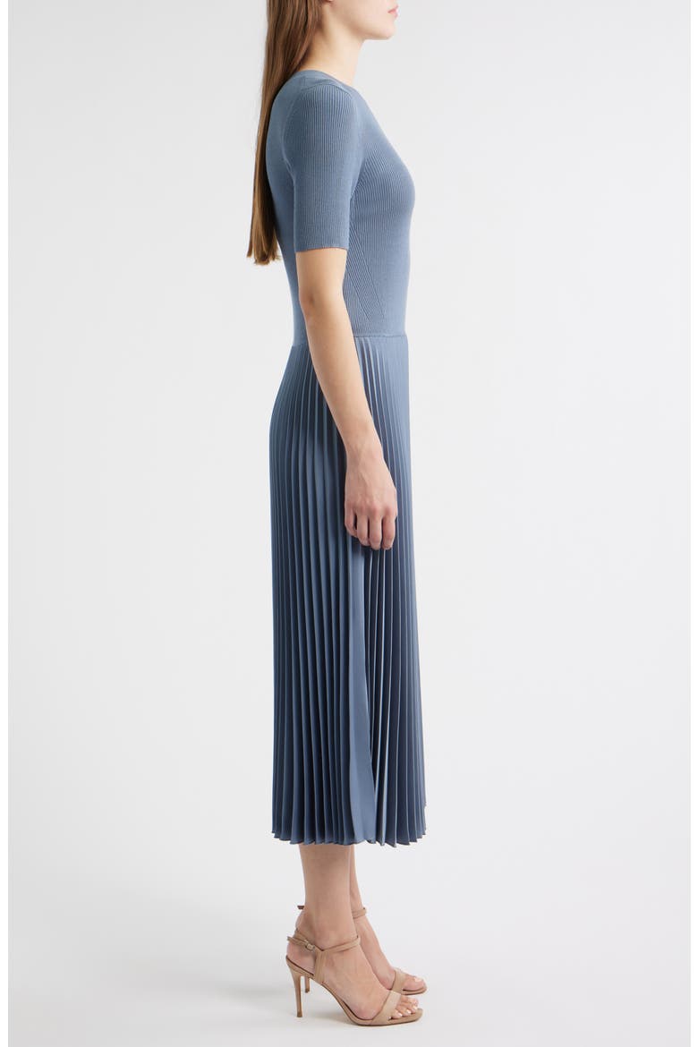 Fadridi Rib & Pleated Midi A-Line Dress, Alternate, color, OPEN BU