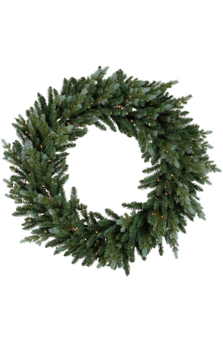 Northlight Real Touch Pre-Lit Blue Spruce Artificial Christmas Wreath - 48" - Clear Lights, Main, color, Green
