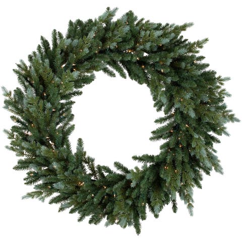 Real Touch Pre-Lit Blue Spruce Artificial Christmas Wreath - 48" - Clear Lights