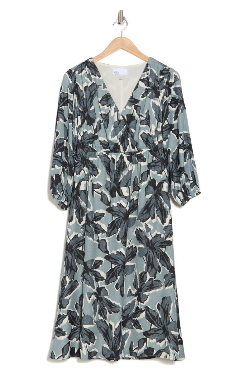 NORDSTROM RACK Long Sleeve Faux Wrap Midi Dress, Alternate, color, 