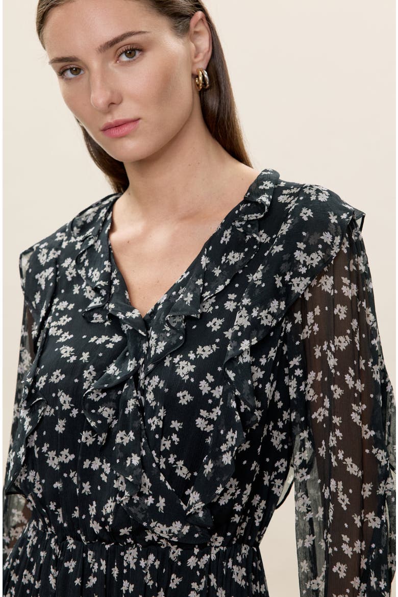 Ditsy Floral Dress, Alternate, color, Black Multi