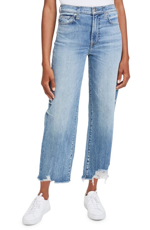 Alexa Frayed High Waist Crop Wide Leg Jeans