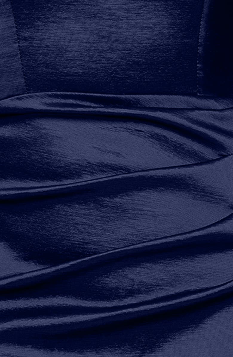 Betsy & Adam Ruched Taffeta Off the Shoulder Gown, Alternate, color, Navy