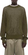 Helmut Lang Open Stitch Organic Cotton Blend Crewneck Sweater