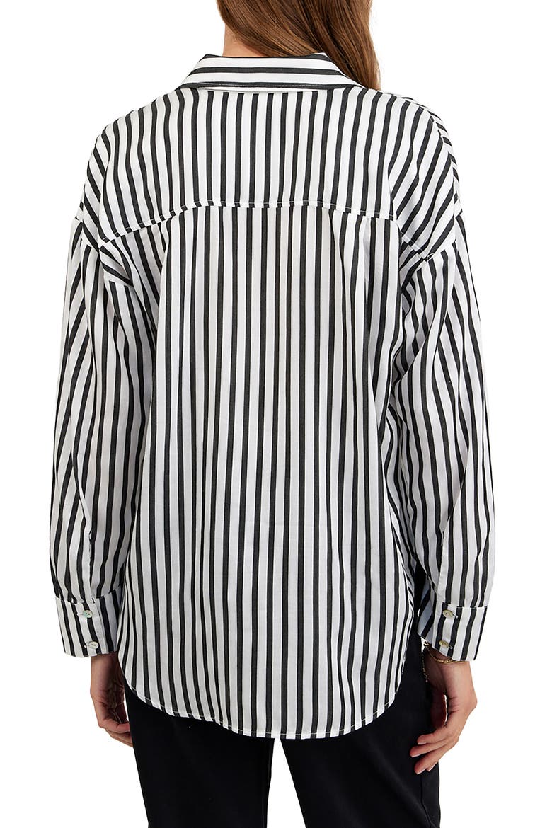 Stripe Oversize Button-Up Shirt, Alternate, color, VINTAGE BLACK STRIPE