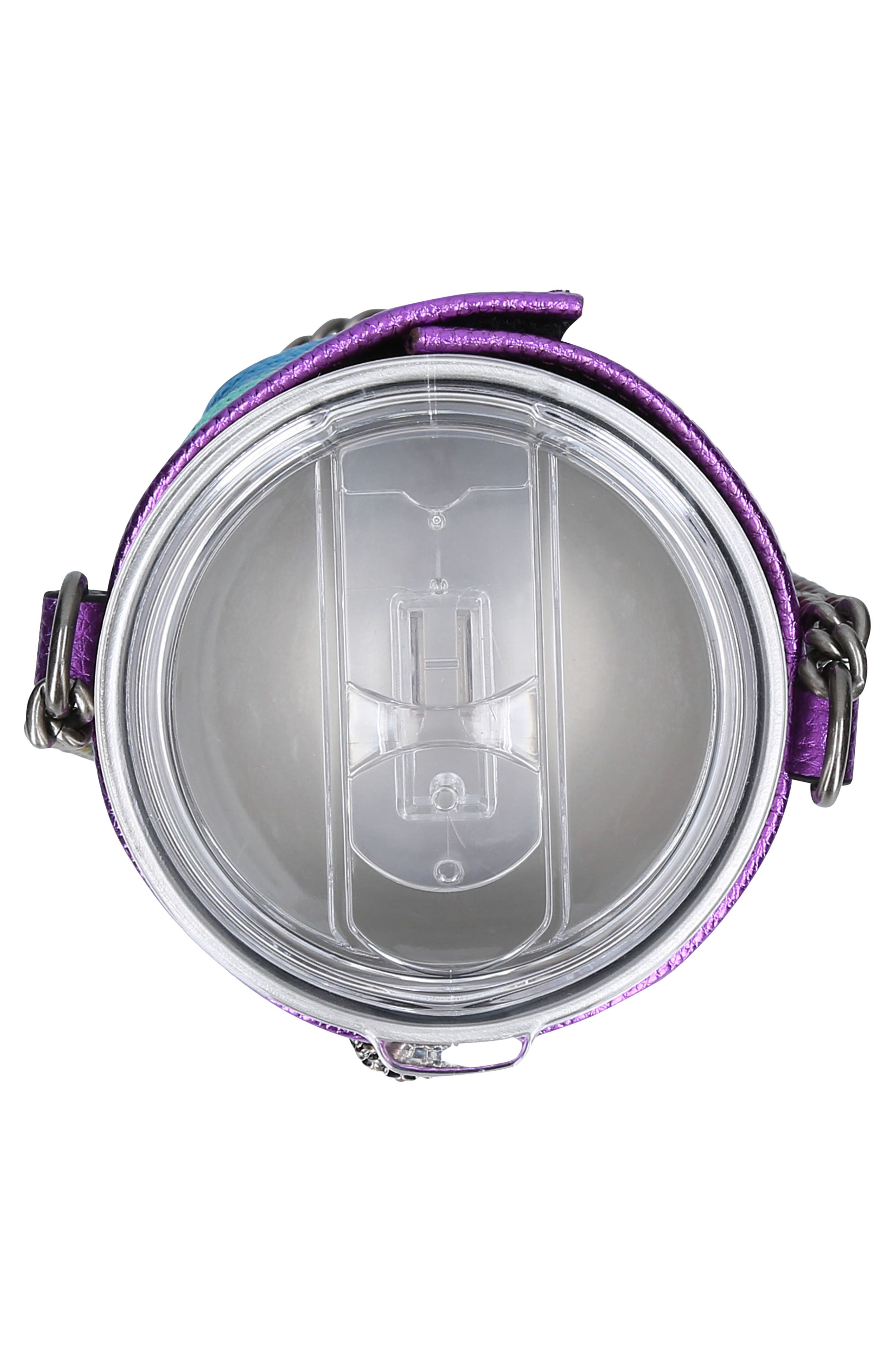 Kurt Geiger London Metallic Leather Crossbody Wine Glass Holder with Portable Wine Glass, Alternate, color, 