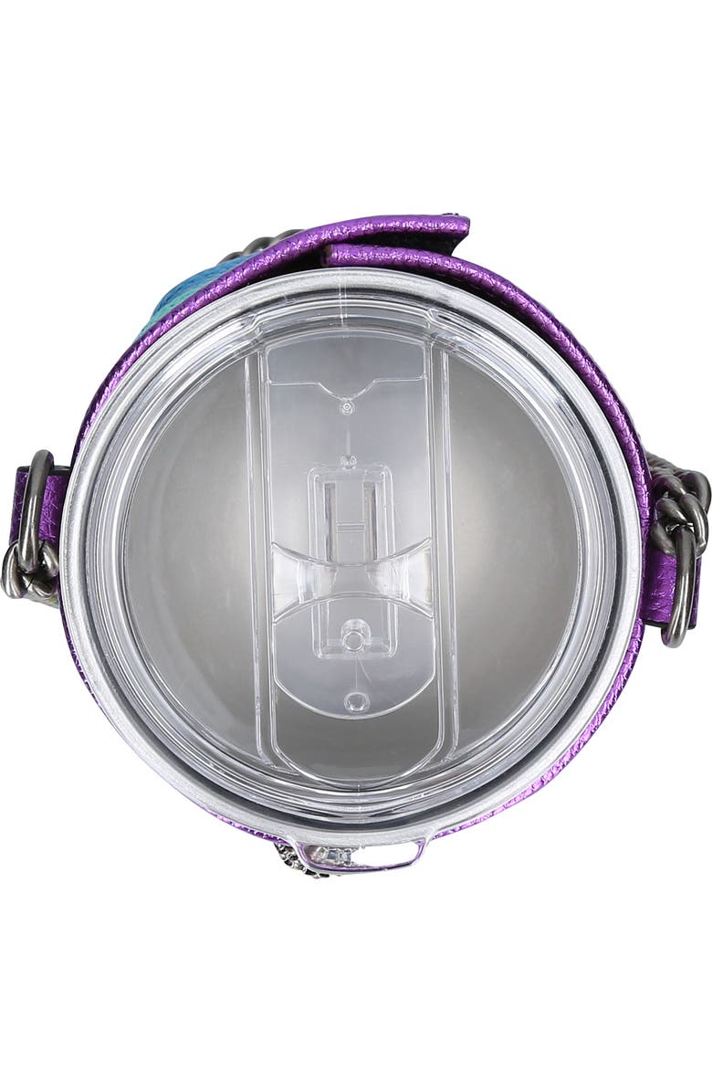 Kurt Geiger London Metallic Leather Crossbody Wine Glass Holder with Portable Wine Glass, Alternate, color,