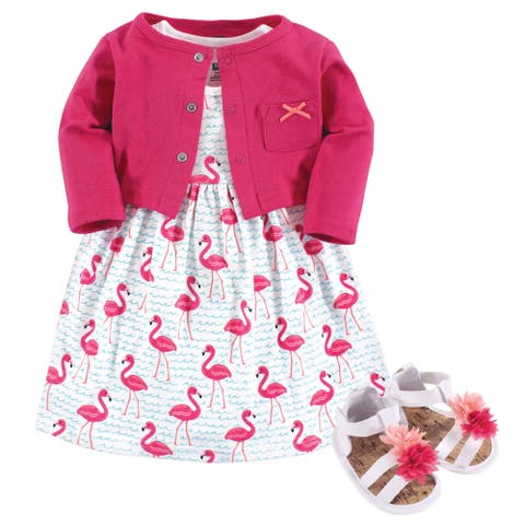 Cotton Dress, Cardigan and Shoe Set