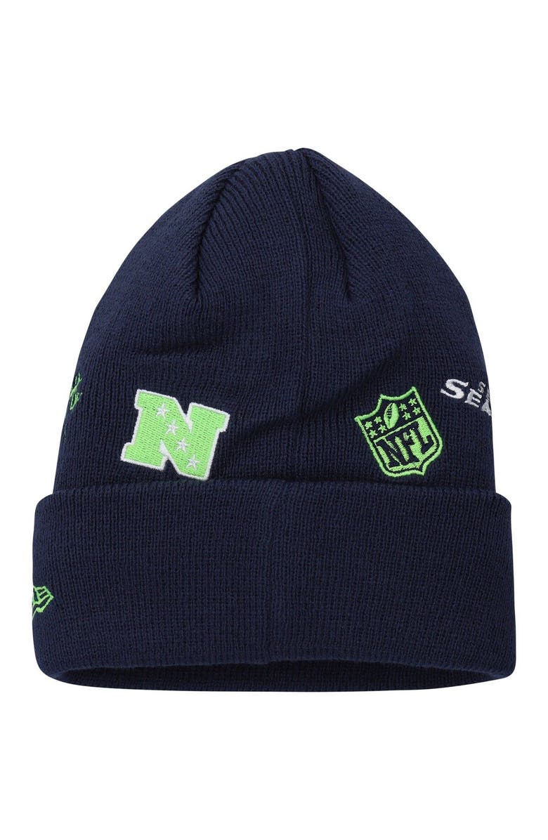 New Era Youth New Era College Navy Seattle Seahawks Identity Cuffed Knit Hat, Alternate, color, 