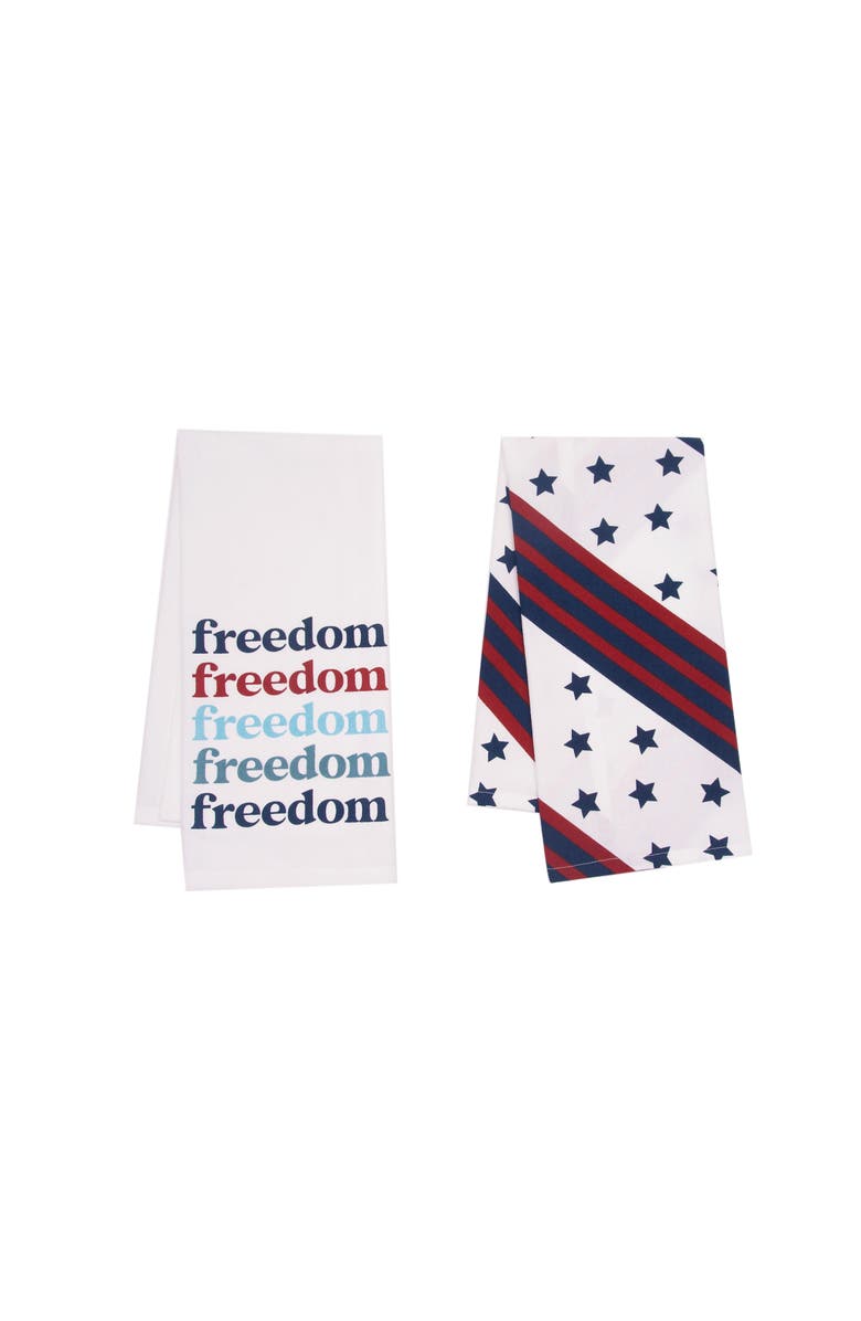 C&F Home Freedom Star Patriotic 100% Cotton Graphic Print Set of 2 Handtowels, Main, color, Blue