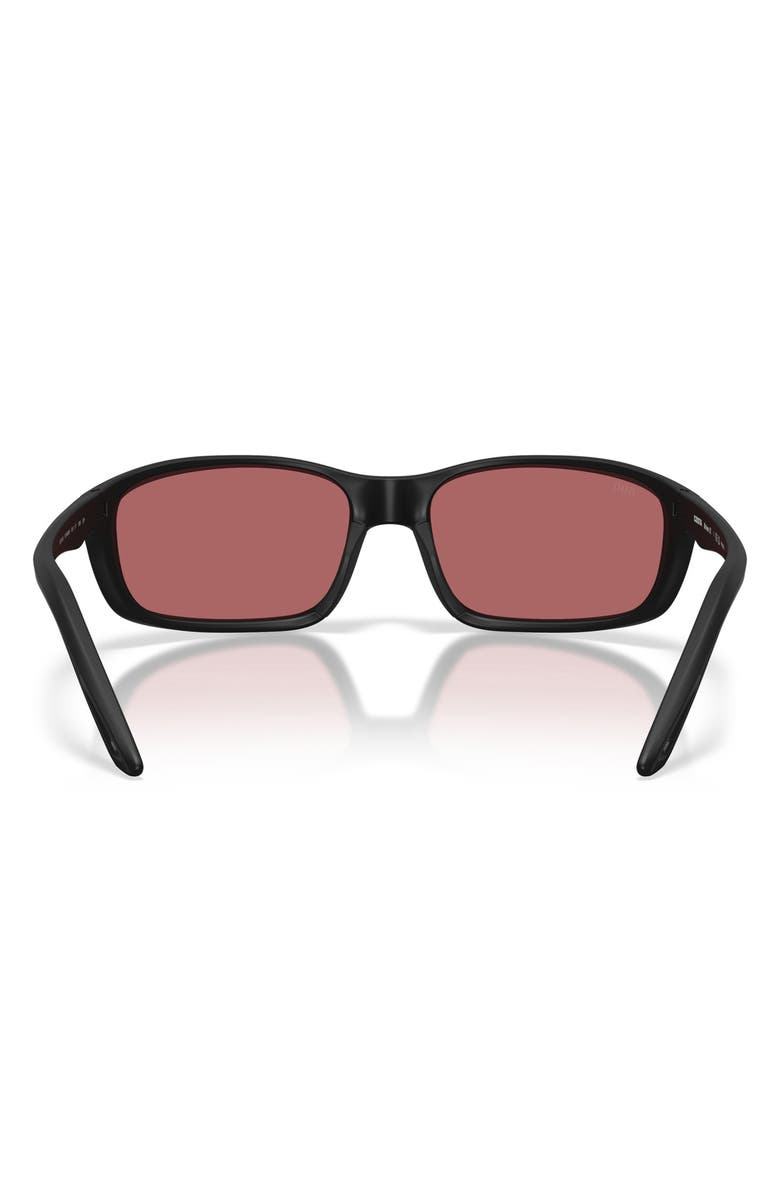 Costa Del Mar Brine II 59mm Polarized Rectangular Sunglasses, Alternate, color, Matte Black / Rose 580G