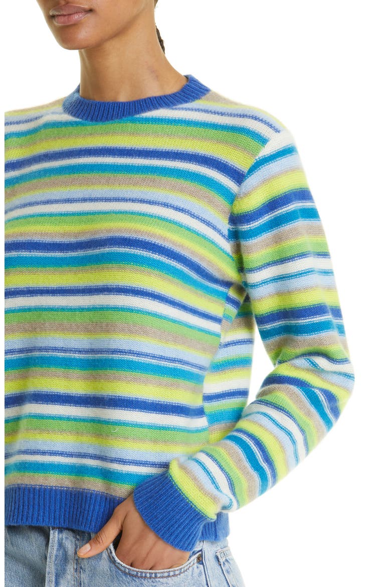 Vista Stripe Cashmere Sweater, Alternate, color, GREEN