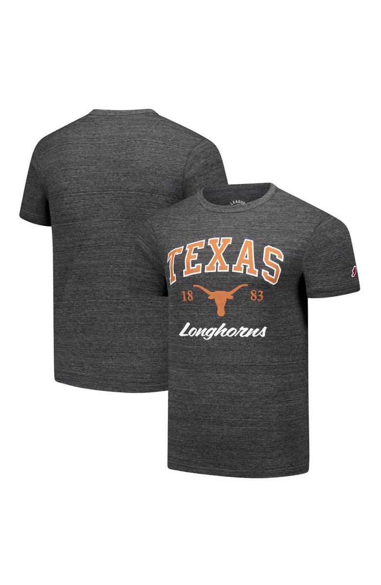 LEAGUE COLLEGIATE WEAR Men's League Collegiate Wear Charcoal Texas Longhorns  Arch Script Victory Falls Tri-Blend T-Shirt, Main, color, 