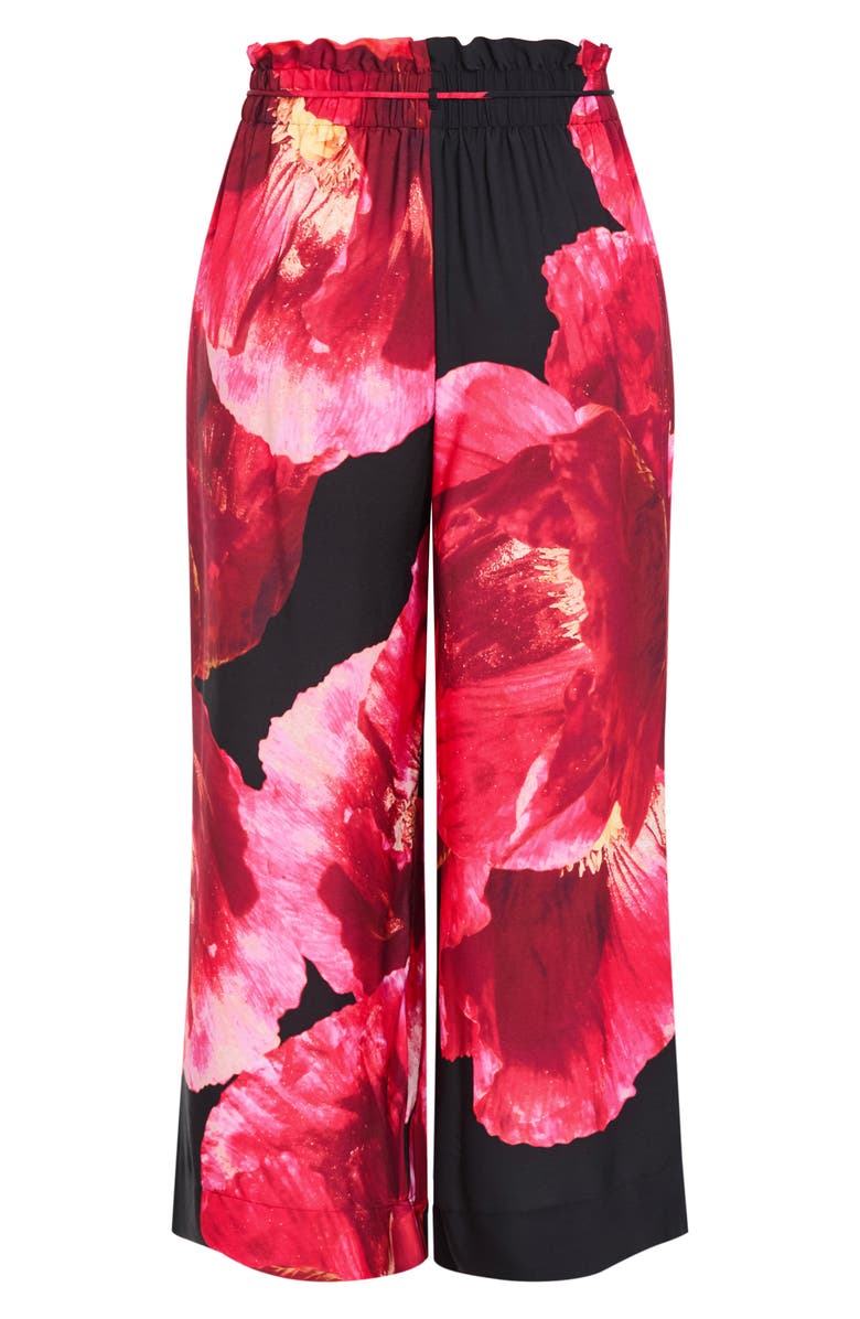 City Chic Shania Paperbag Waist Wide Leg Pants, Alternate, color, Magenta Floral