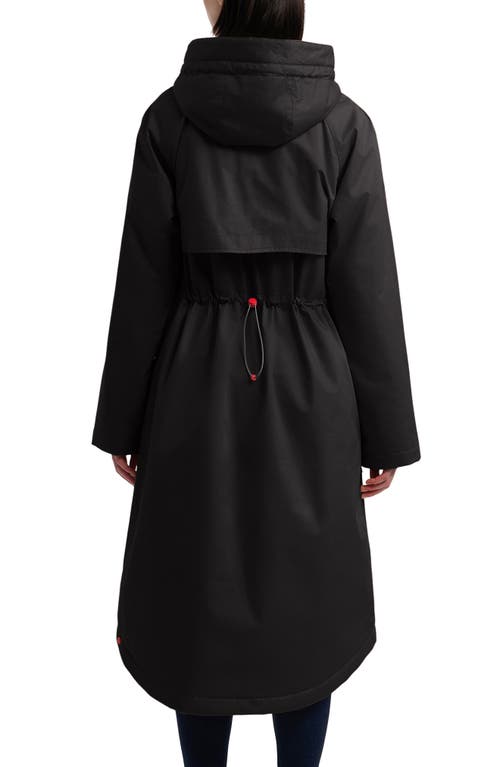 Hunter Jane Canvas Padded Longline Coat In Black